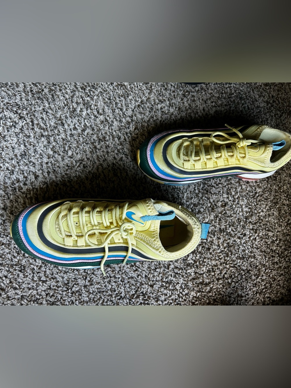 Nike Women’s Yellow Multicolor Layered Wave AirMax Sneakers - Picture 4 of 6